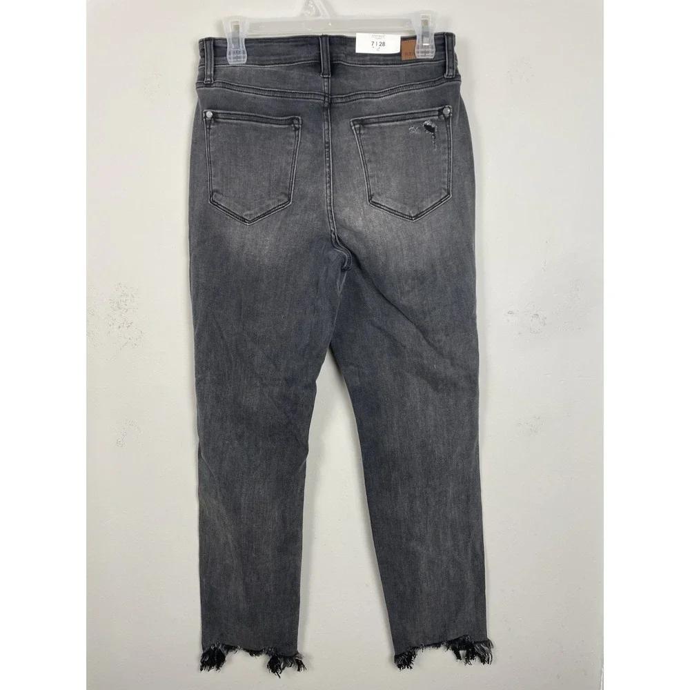 NEW Judy Blue Boyfriend Fit Jeans Womens 7/28 Black Stretch High Waist JB82296BK - Picture 3 of 9